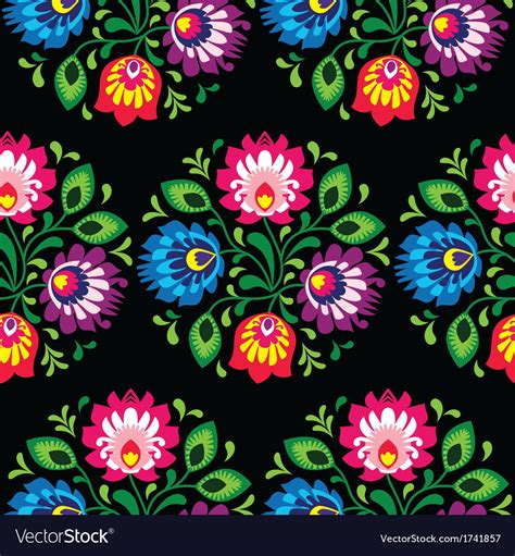 Seamless Traditional Floral Polish Pattern Vector Image