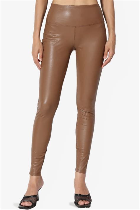 themogan sexy stretchy faux leather wide waistband high rise leggings ebay
