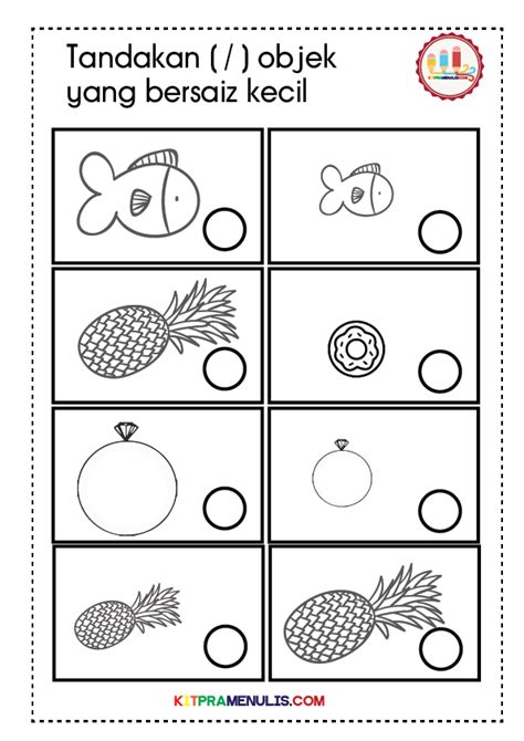 Lembaran Kerja Matematik Saiz Objek Prasekolah Pendidikan Khas