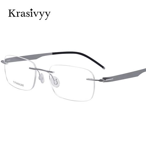 Krasivyy 2022 New Pure Titanium Rimless Glasses Frame Men Myopia Prescription Eyeglasses Women