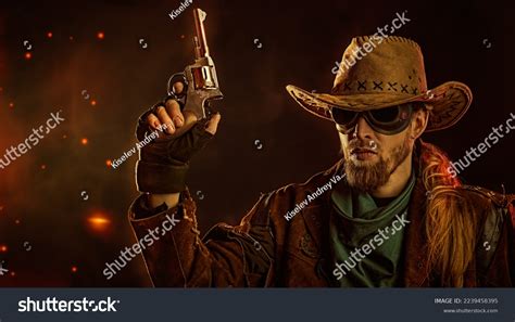 Post Apocalyptic Cowboy Man Who Survived Stock Photo 2239458395