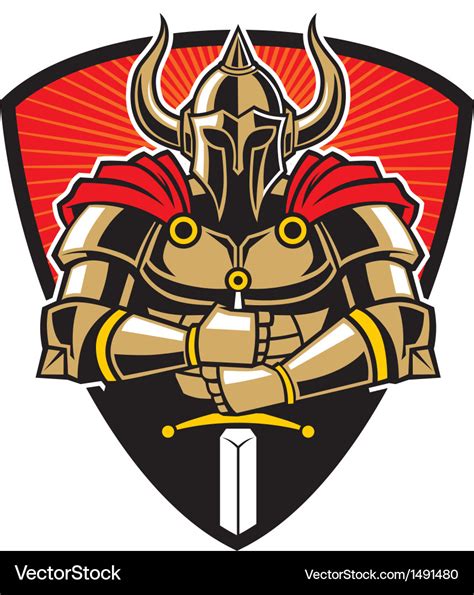 Warrior In Armor With Sword Royalty Free Vector Image