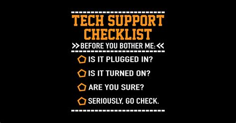 Funny Tech Support Checklist Sysadmin Funny Tech Support Checklist