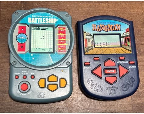 Vtg Milton Bradley Hangman And Battleship Electronic Handheld Games 1990s