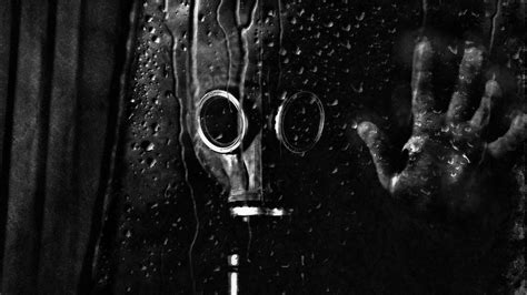 Black Gas Mask Gas Masks Water Drops Monochrome Hd Wallpaper