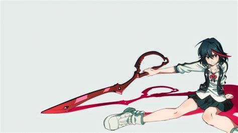 Wallpaper Illustration Simple Background Anime Girls Cartoon Black Hair Skirt Kill La