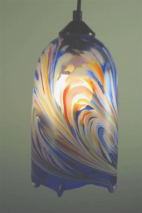 Blue Flame Pendant Light By Mark Rosenbaum Art Glass Pendant Lamp