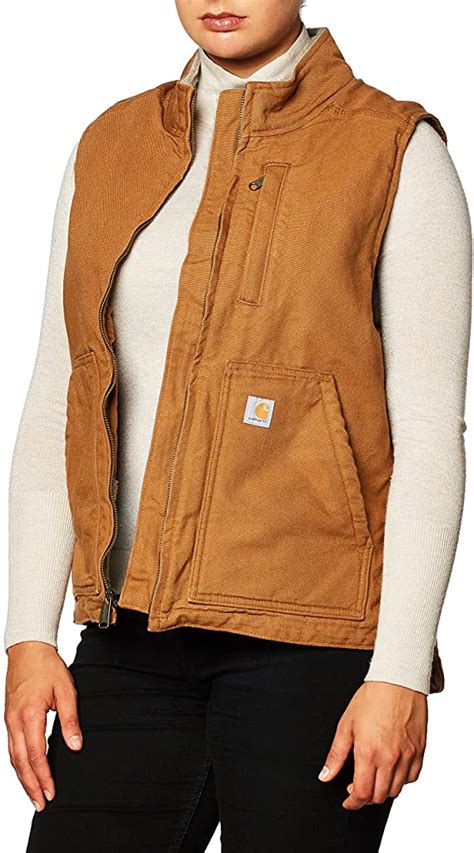 Carhartt Damen Relaxed Fit Washed Duck Sherpa Lined Mock Neck Weste Work Utility Oberbekleidung