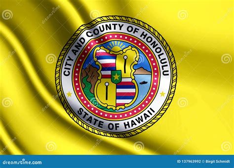 Ejemplo Realista De La Bandera De Honolulu Hawaii Stock De Ilustración