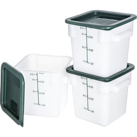 10731 302 Storplus™ 3 Pack Polyethylene Square Containers And Lids 4 Qt White Carlisle