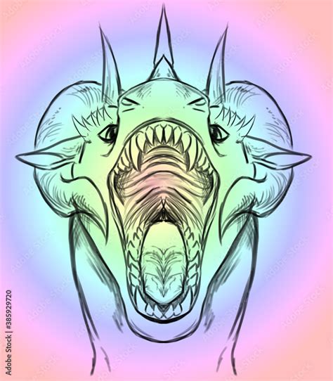 Digital Illustration Of A Dragon With Open Mouth Showing Teeth And