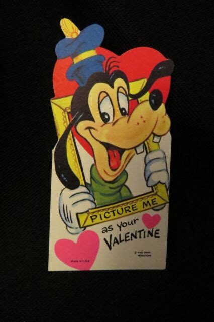 Vintage Goofy Valentine Card C 1970s Disney Walt Disney Productions