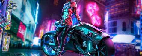 2560x1024 Cyberpunk Scifi Girl With Motorcycle 2560x1024 Resolution Hd