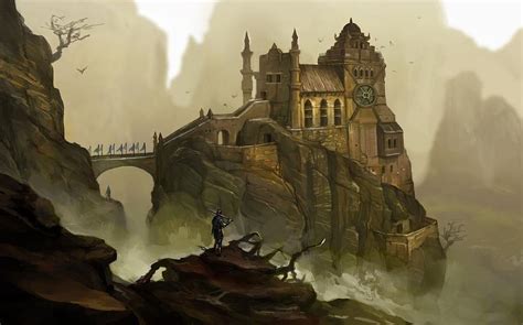 Landscapes Castles Fantasy Art Painting By Hao Chen