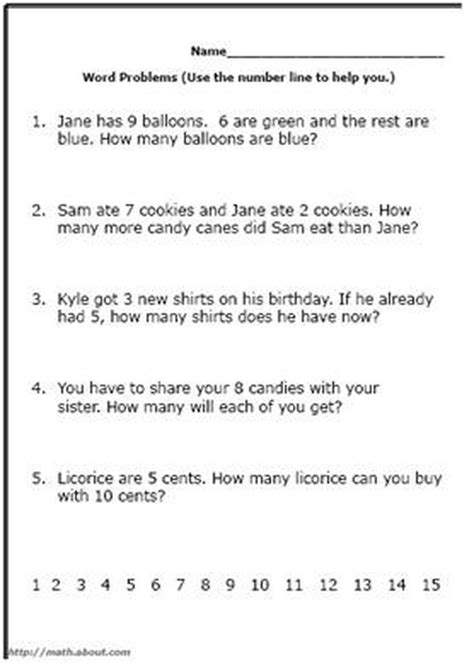 The word problems are listed by grade and, within each grade, by theme. Word Problem Worksheets for First Grade Math | First grade ...