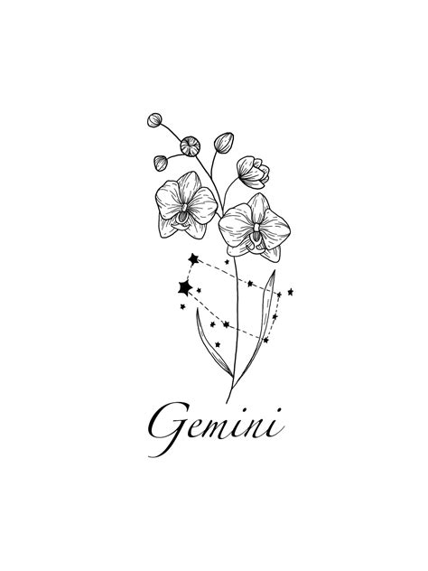 Gemini Constellation Tattoo Flower Tattoo Design Etsy