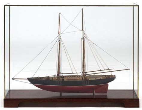 Sold Price Cased Model Of A Two Masted Schooner Black Hull With White