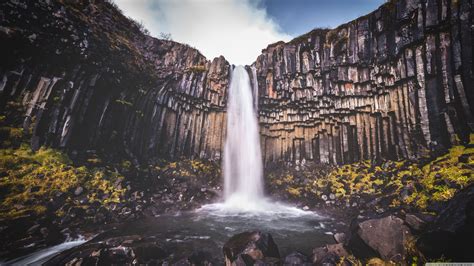 Svartifoss Waterfall Black Falls Iceland Ultra Hd Desktop Background