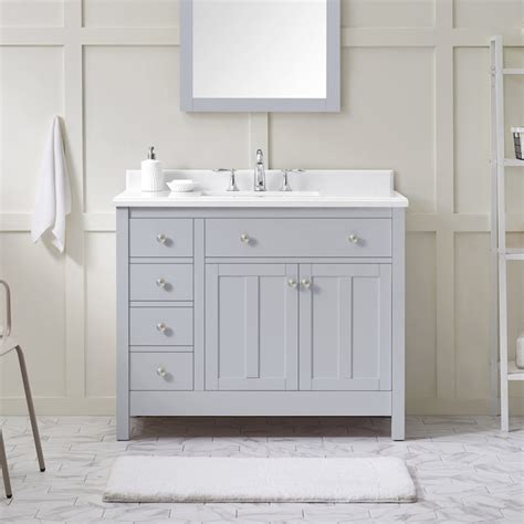Ove Decors Newcastle 42 In Dove Gray Single Sink Bathroom Vanity With