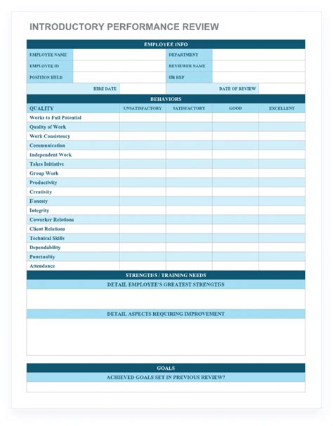 Free 90 Day Performance Review Template - Printable Templates