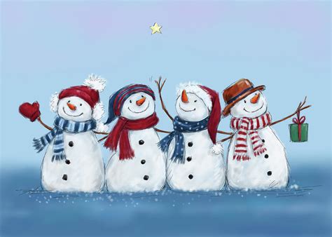 Four Snowmen Mixed Media By Makiko Fine Art America