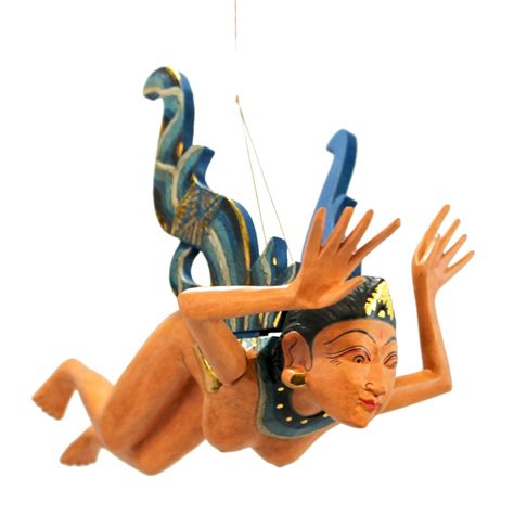 Flying Dewi Sri Nude Goddess Mobile Demon Chaser Carved Wood Balinese