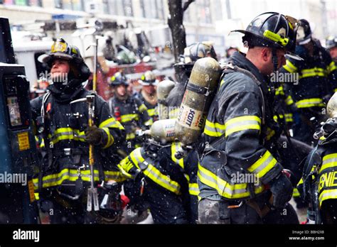 Firefighters In Action New York Stock Photo Alamy