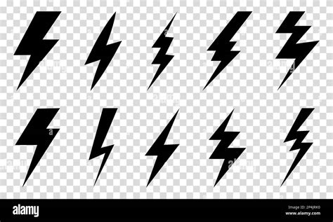 Set Of Lightning Bolt Icons Vector Illustration Isolated On