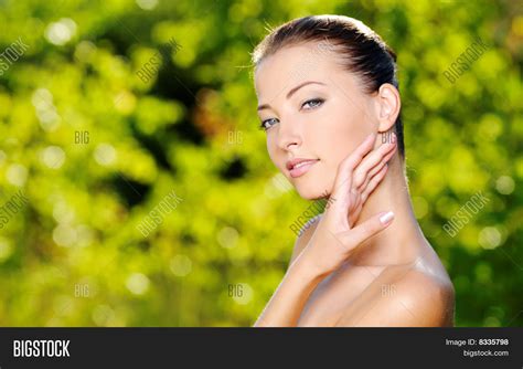 Woman Stroking Her Image And Photo Free Trial Bigstock