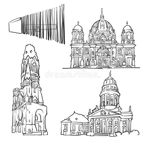 Germany Famous Architecture Buildings Vector Icons Stock Vector