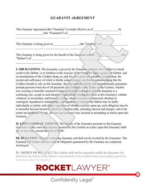 Free Guaranty Agreement Template And Faqs Rocket Lawyer