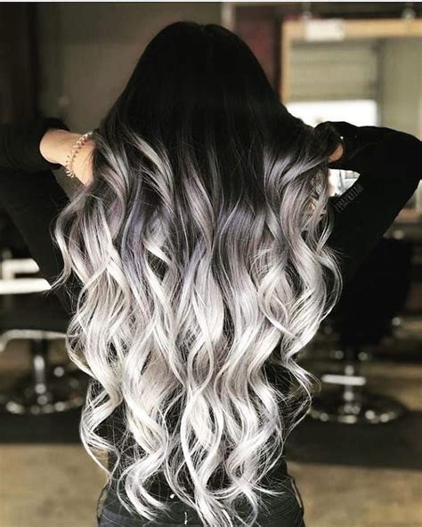 Ombre Curly Hair Black To Platinum Blonde Black Blouse Long Curly Hair