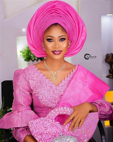 Africa Party Pink Nigeria Gele Headtie Hat Aso Oke Fabricgele