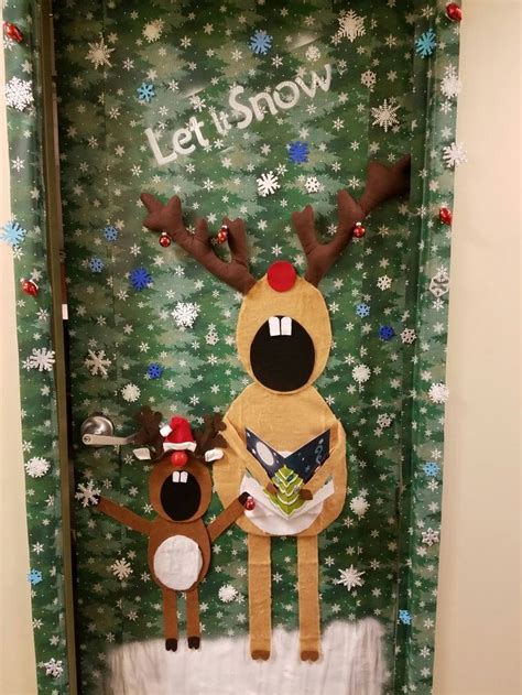 Caroling Reindeer Office Door Decoration Office Christmas