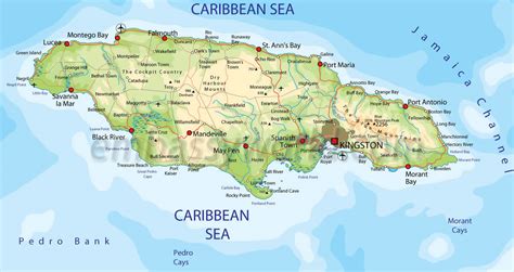 Jamaica Physical Features Map