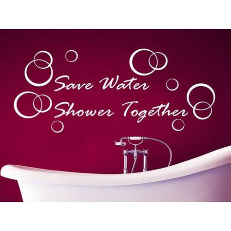 Quote Bubbles Save Water Shower Together Phrase Home Bathroom Decor Art