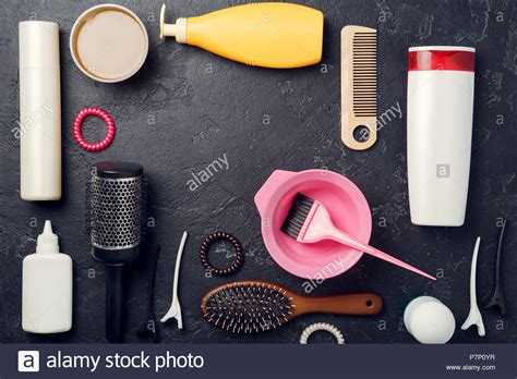 Photo Of Hairdresser Accessories On Black Background Stock Photo Alamy