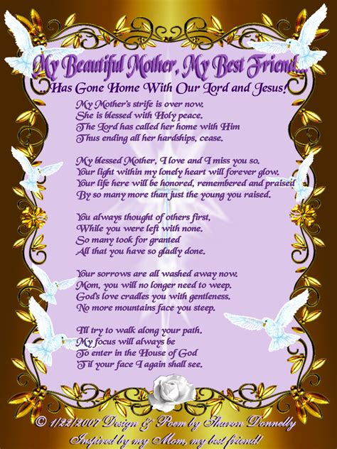 Memorial Poems Mother With Mom S Memorial Poem The Image I Made With