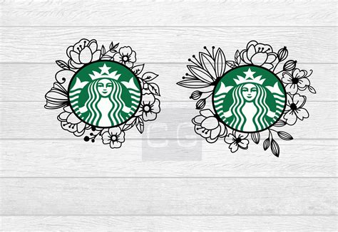 Flowers Starbucks Cup Svg Bundles Logo Wrap Design Floral Etsy