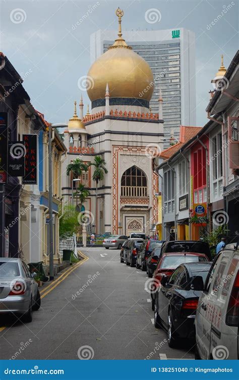 Muslim Quarter In Singapore On A Partly Cloudy Day Showing Off The