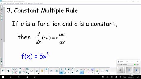 Derivative Rule 3 Constant Multiple Youtube