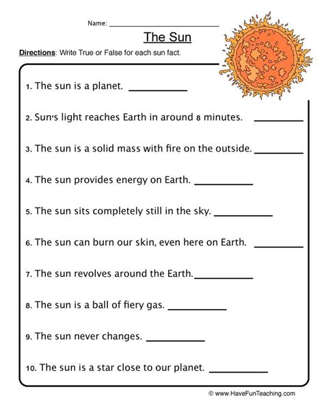 Sun Resources Have Fun Teaching Solar System Worksheets Science