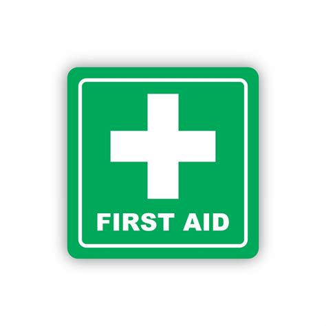 Green First Aid Symbolic Sign Printed On White Acp 150 X 150mm