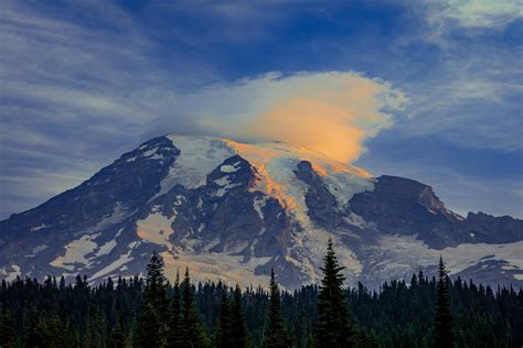 Sunrise Color Clouds Above Mount Rainier Fine Art Print Photos By