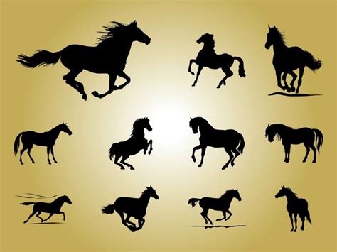 Download Horse farm animals vector silhouettes Vector | Free Download