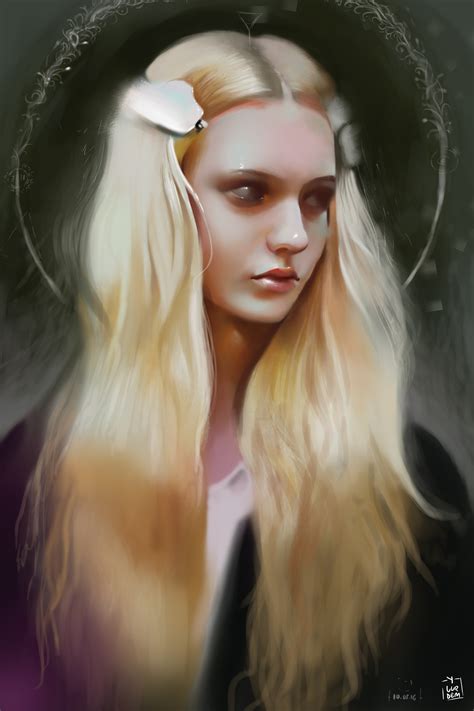 Looking At The Side Fantasy Girl Digital Painting Ya Ar Vurdem Long Hair Women