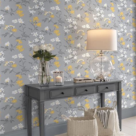 Aeris Wallpaper In 2021 Grey Wallpaper Living Room Grey And Yellow