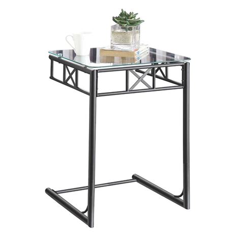 Monarch Square Glass Top Metal Side Table In Black I 3077