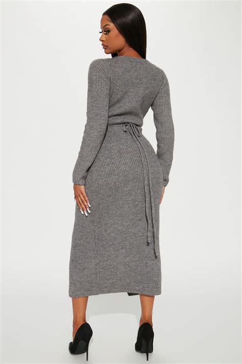 Bibiana Sweater Midi Dress Heather Grey Fashion Nova Dresses
