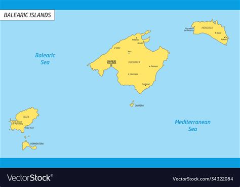 Balearic Islands Region Map Royalty Free Vector Image